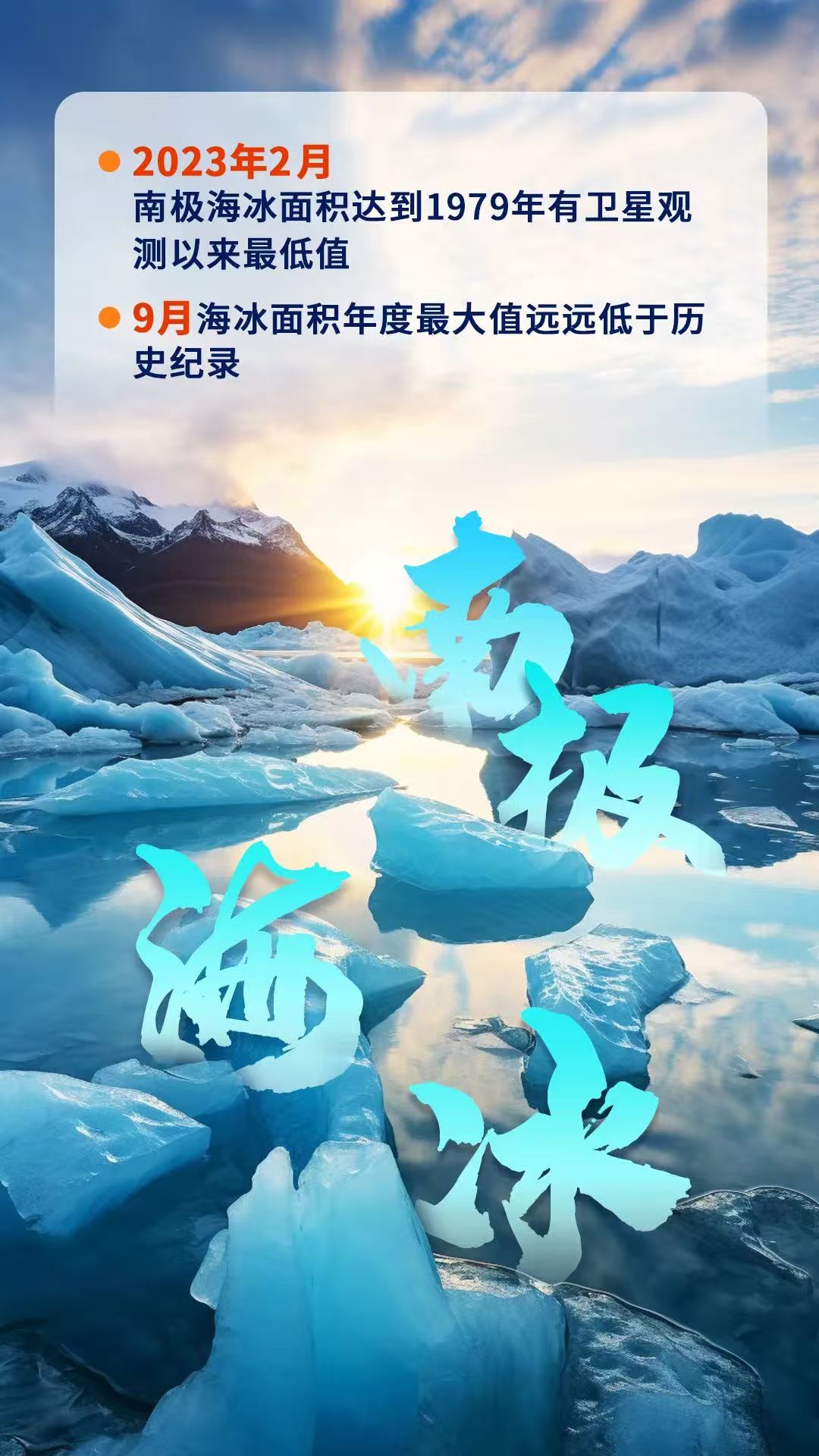 海冰融化 - 2023年2月南极海冰面积达到1979年有卫星观测以来最低值